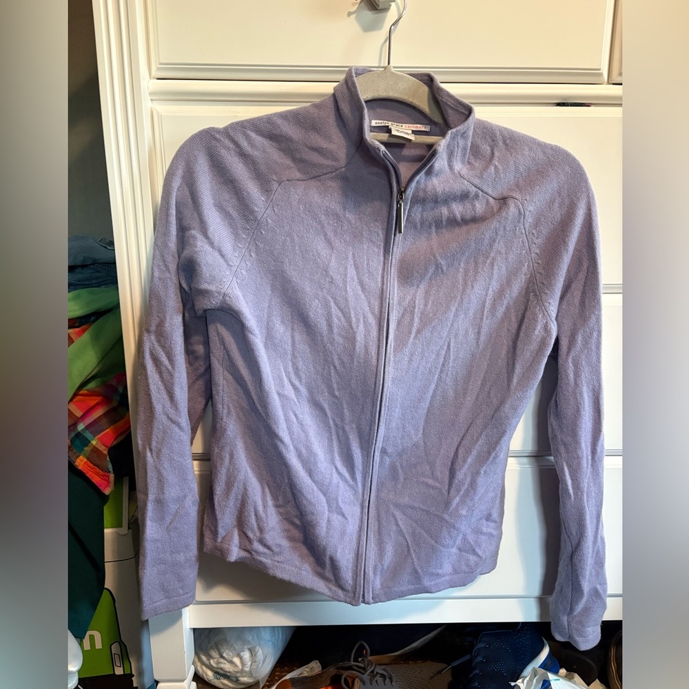 Evelyn Grace Lavender Cashmere Zip-Up Cardigan size S